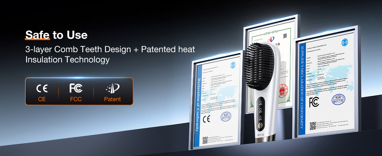 baful Hair Straightener Brush, Upgraded Ionic Hair Straightening Comb with Holder Clamp, Anti-Frizz Ceramic, Anti-Scald Ceramic straightening Brush (Lavender Purple) Electric hair combs