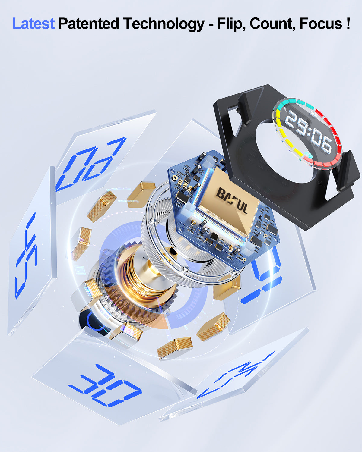 baful Pomodoro Timer, Productivity Timer Cube, ADHD Timer, Pause & Resume, Silent, Vibrate & Adjustable Sound Alert, for Work, Study, 5/15/25/30/45/60min & Custom Countdown, Gray Timers