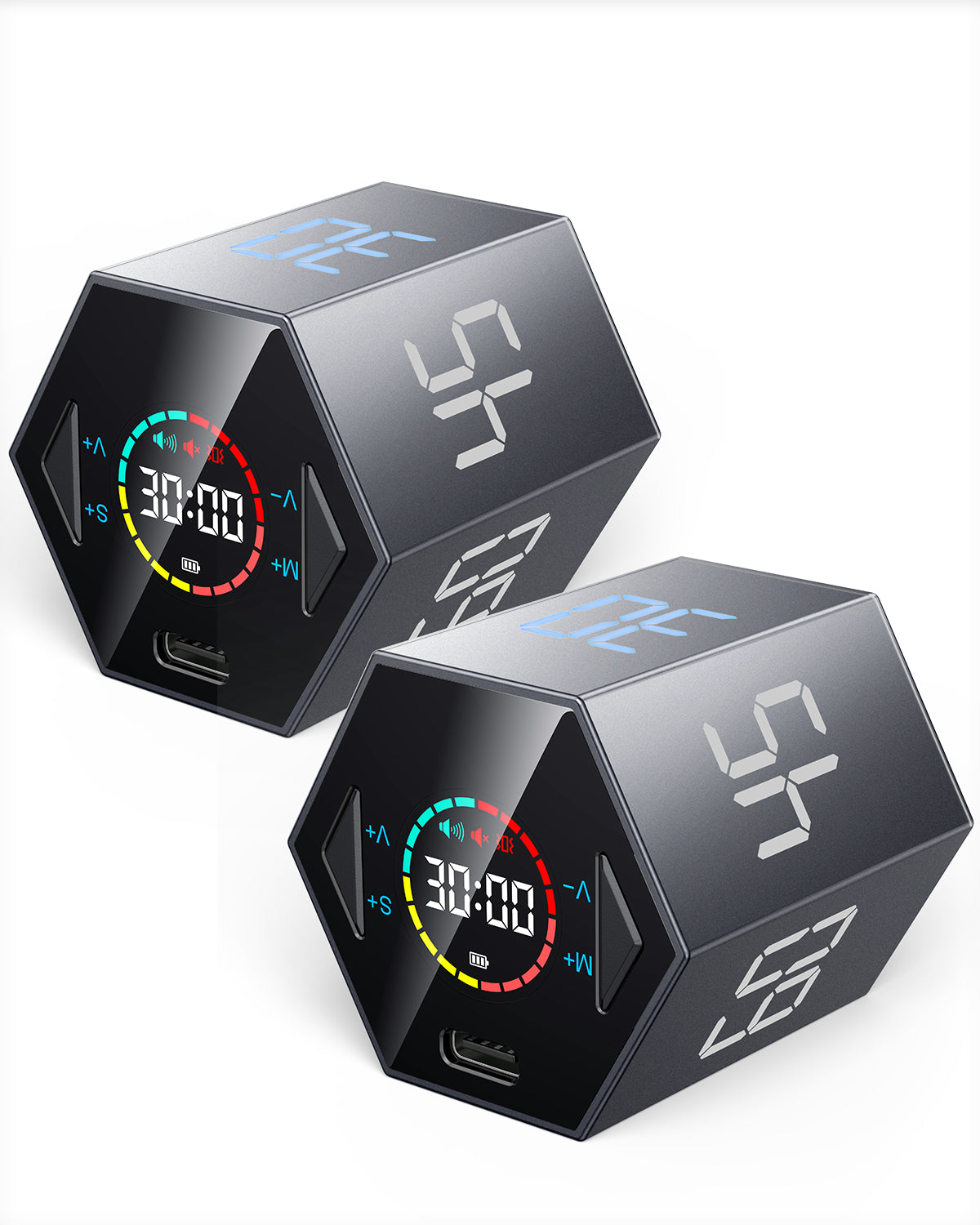 baful Pomodoro Timer, Productivity Timer Cube, ADHD Timer, Pause & Resume, Silent, Vibrate & Adjustable Sound Alert, for Work, Study, 5/15/25/30/45/60min & Custom Countdown, Gray Timers