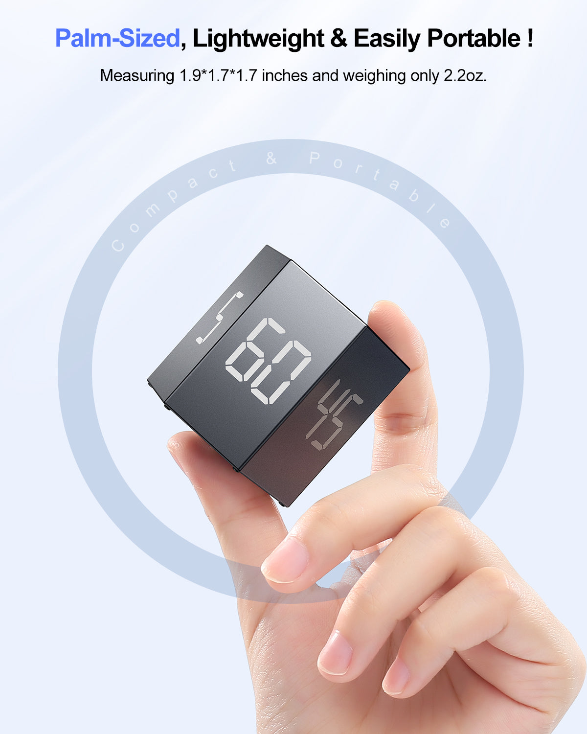 baful Pomodoro Timer, Productivity Timer Cube, ADHD Timer, Pause & Resume, Silent, Vibrate & Adjustable Sound Alert, for Work, Study, 5/15/25/30/45/60min & Custom Countdown, Gray Timers